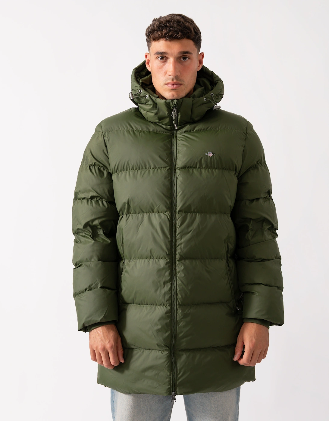 Mens Active Cloud Mid Length Puffer Jacket - 360 Country Green