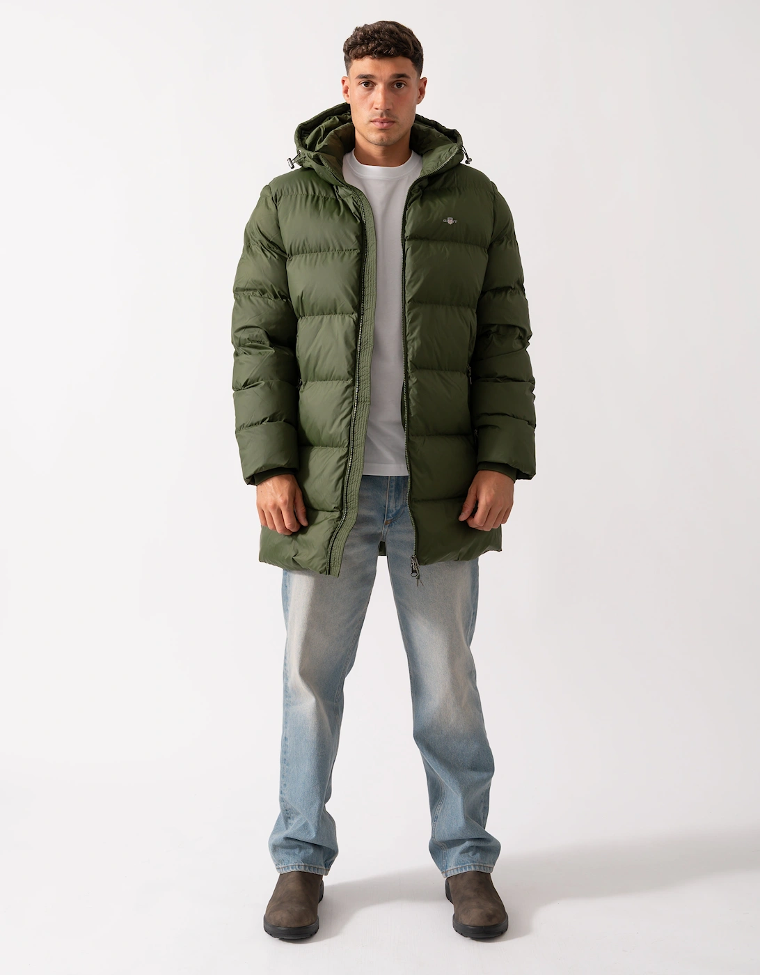 Mens Active Cloud Mid Length Puffer Jacket - 360 Country Green