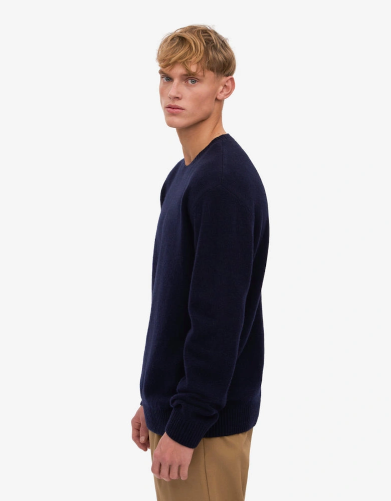 Classic Merino Wool Crew Neck Jumper - Navy Blue