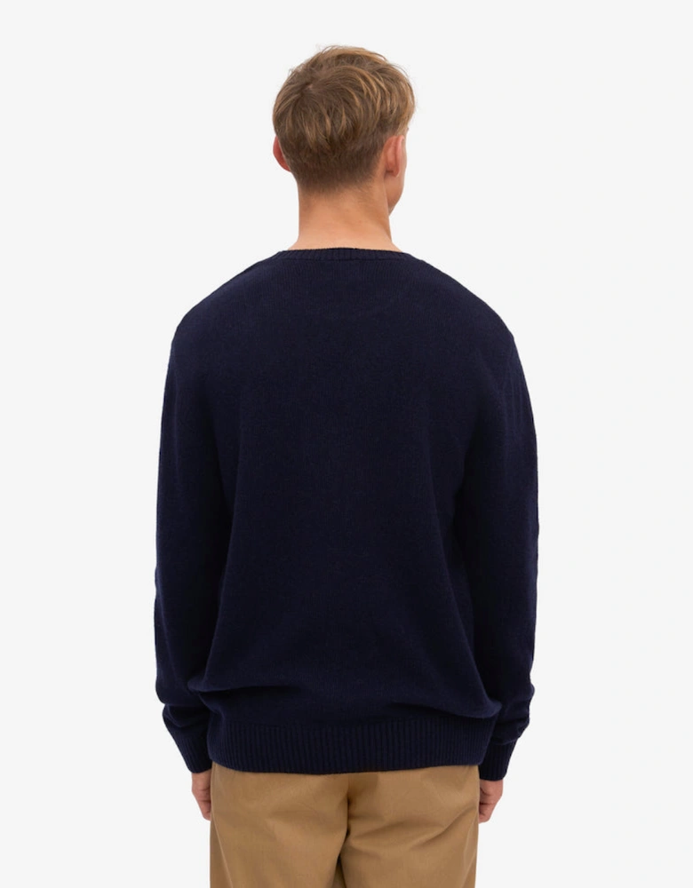 Classic Merino Wool Crew Neck Jumper - Navy Blue