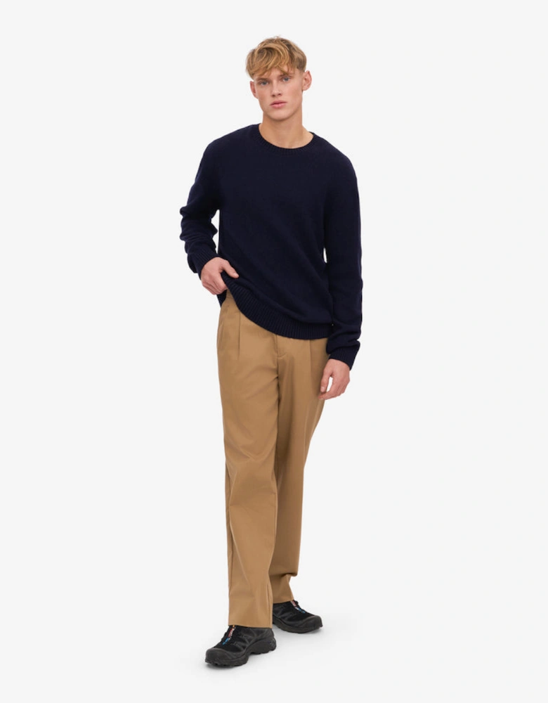 Classic Merino Wool Crew Neck Jumper - Navy Blue