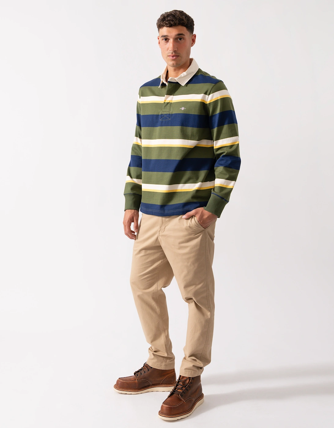 Mens Striped Heavy Rugger - 360 Country Green
