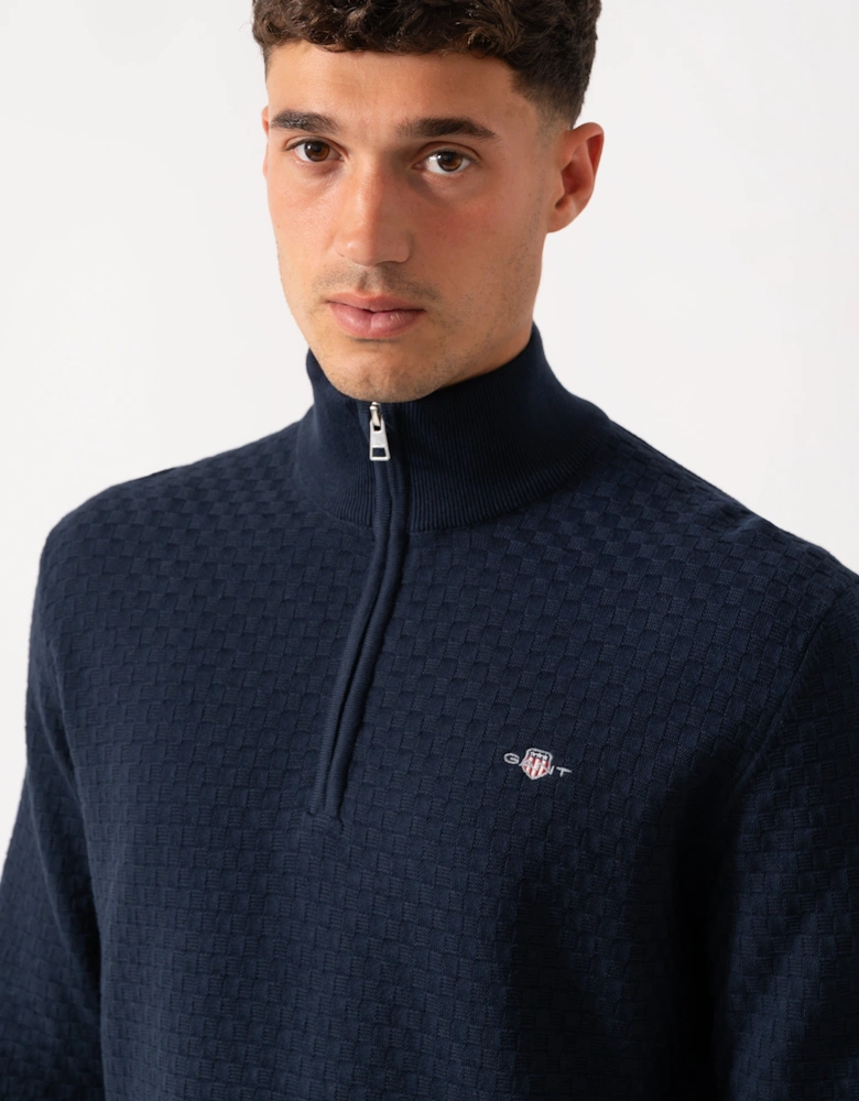 Mens Micro Texture Half Zip Jumper - 433 Evening Blue