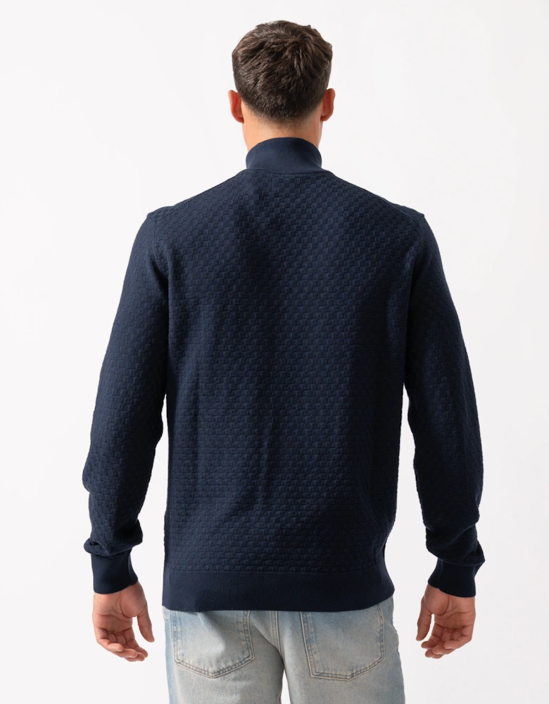Mens Micro Texture Half Zip Jumper - 433 Evening Blue