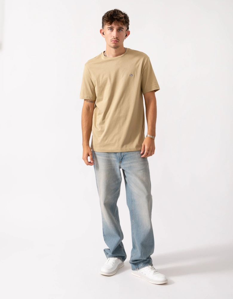 Mens Regular Fit Short Sleeve Shield Logo T-Shirt - 224 Woody Beige
