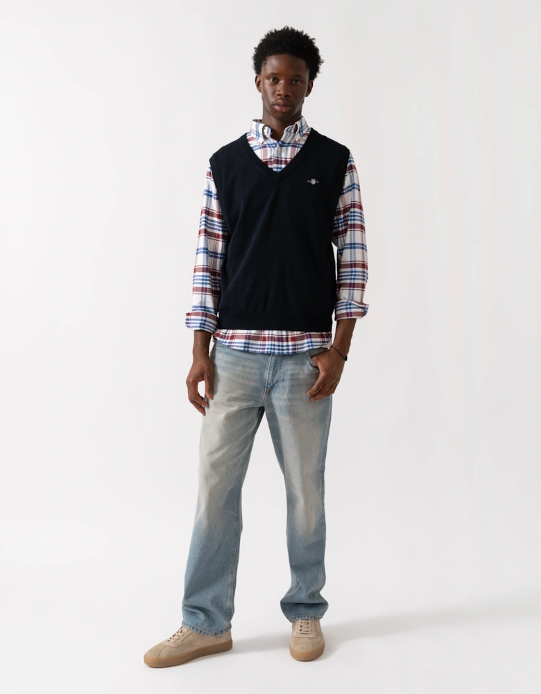 Mens Classic Cotton Knit Vest - 433 Evening Blue