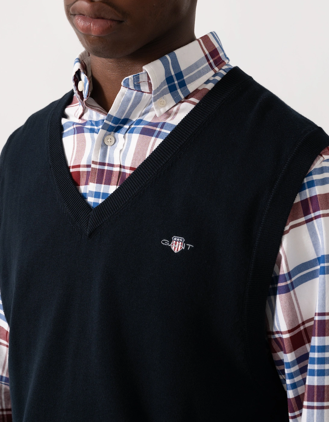 Mens Classic Cotton Knit Vest - 433 Evening Blue
