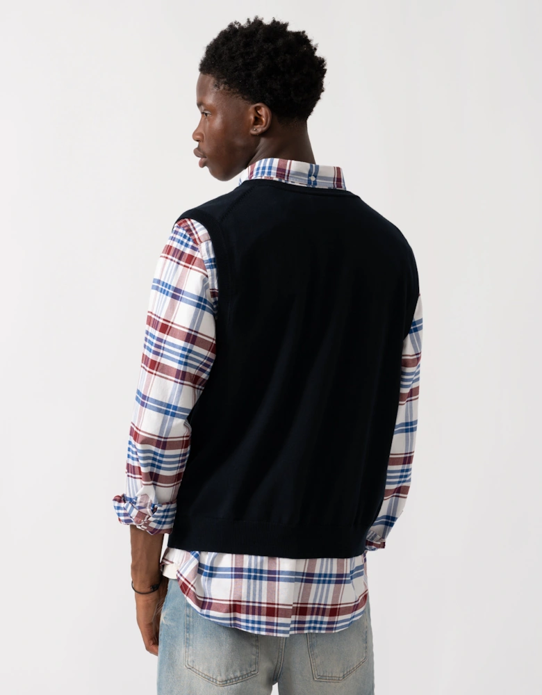 Mens Classic Cotton Knit Vest - 433 Evening Blue