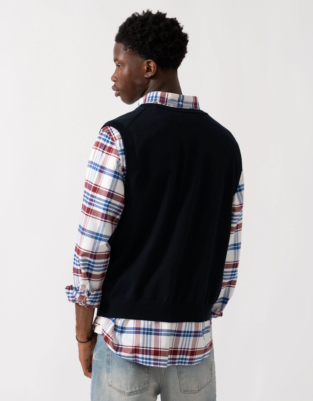 Mens Classic Cotton Knit Vest - 433 Evening Blue