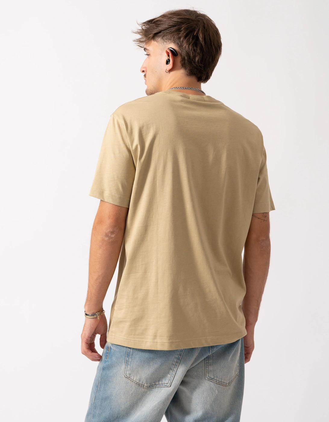 Mens Regular Fit Short Sleeve Shield Logo T-Shirt - 224 Woody Beige