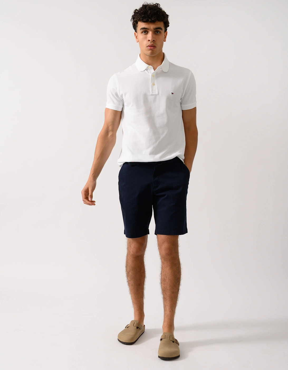 Brooklyn Essential Twill Belted Mens Shorts - Desert Sky