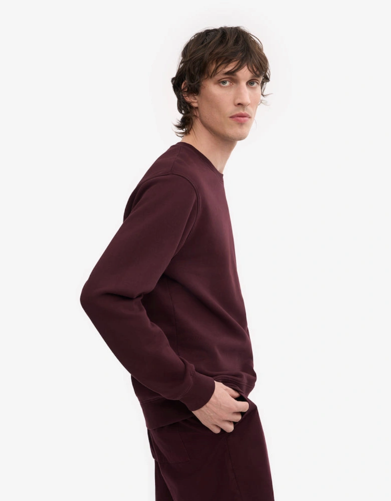 Mens Classic Organic Crew Neck Sweatshirt - Oxblood Red