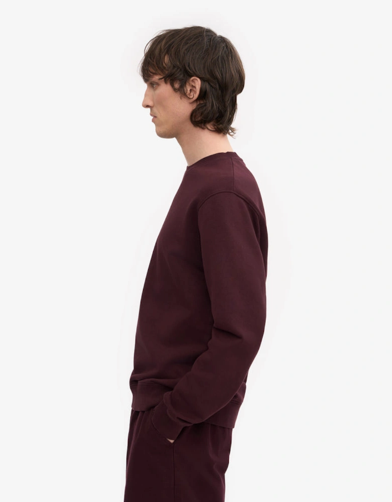 Mens Classic Organic Crew Neck Sweatshirt - Oxblood Red