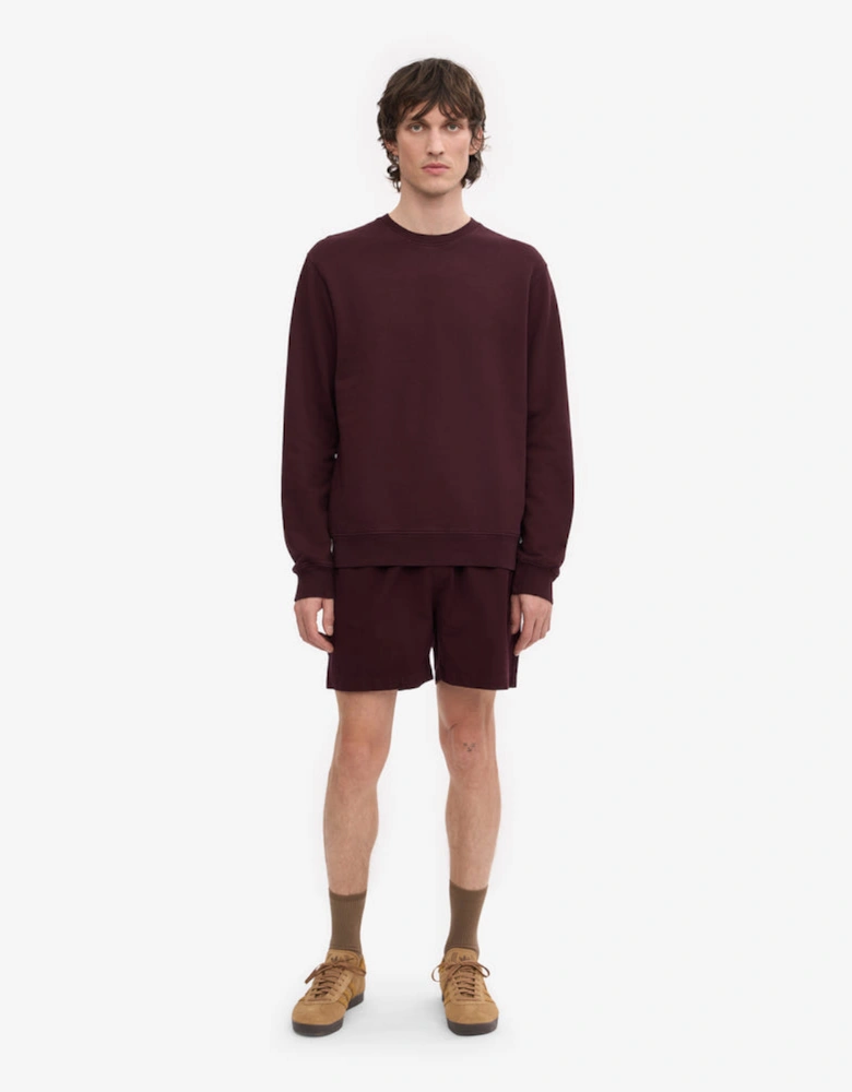 Mens Classic Organic Crew Neck Sweatshirt - Oxblood Red