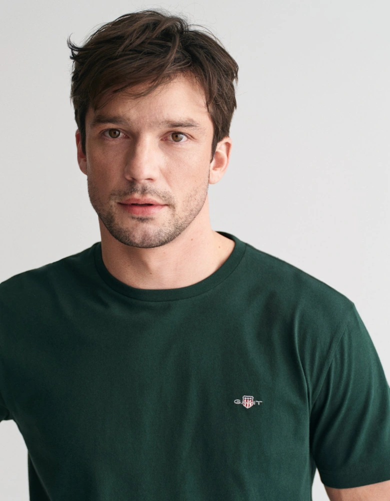 Mens Regular Fit Short Sleeve Shield Logo T-Shirt - 374 Tartan Green