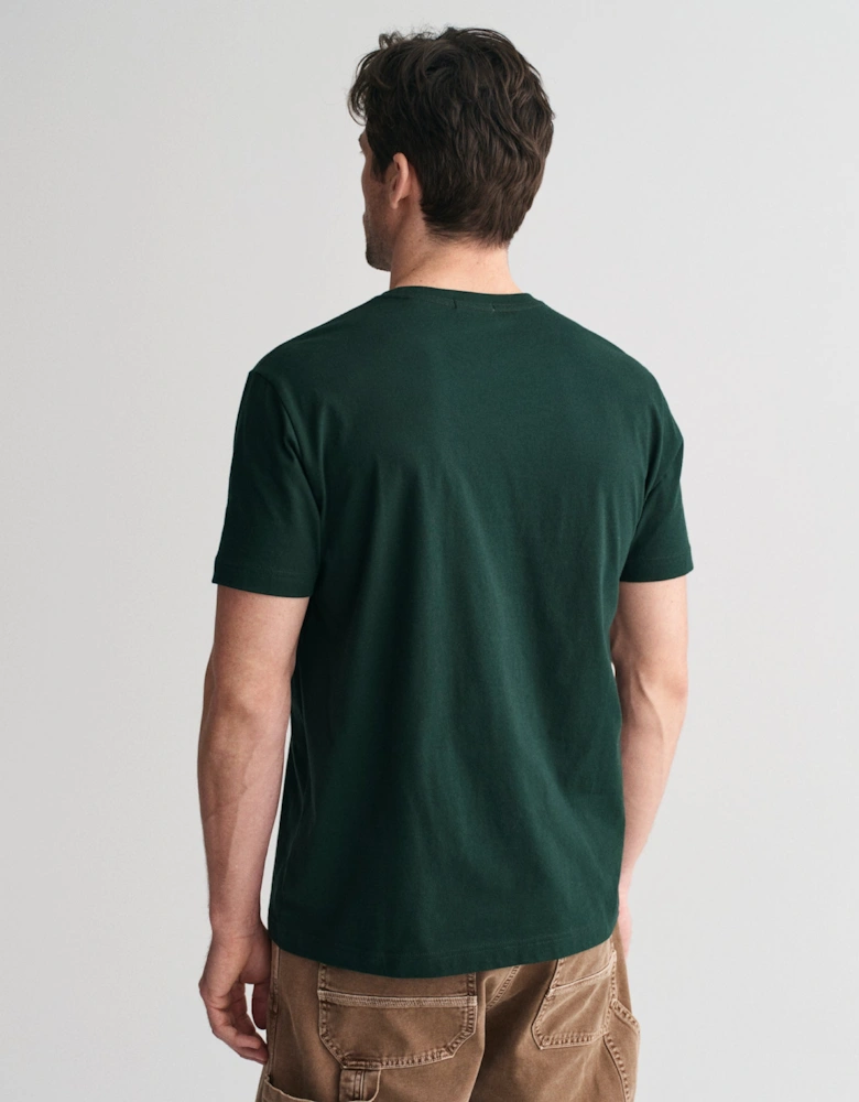 Mens Regular Fit Short Sleeve Shield Logo T-Shirt - 374 Tartan Green