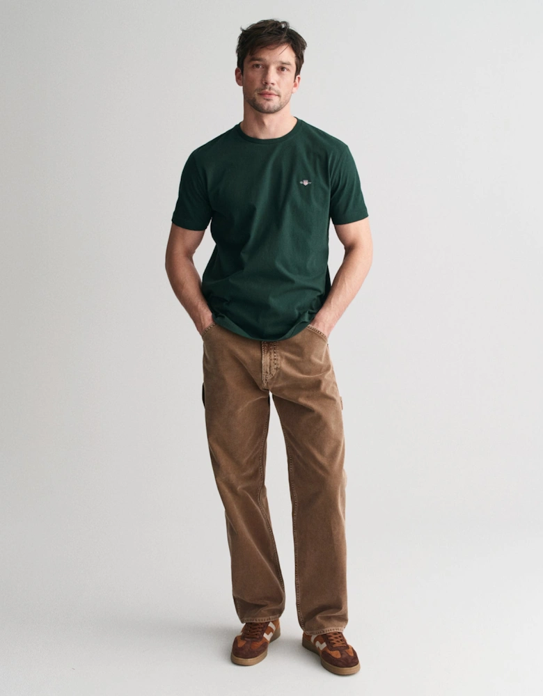 Mens Regular Fit Short Sleeve Shield Logo T-Shirt - 374 Tartan Green