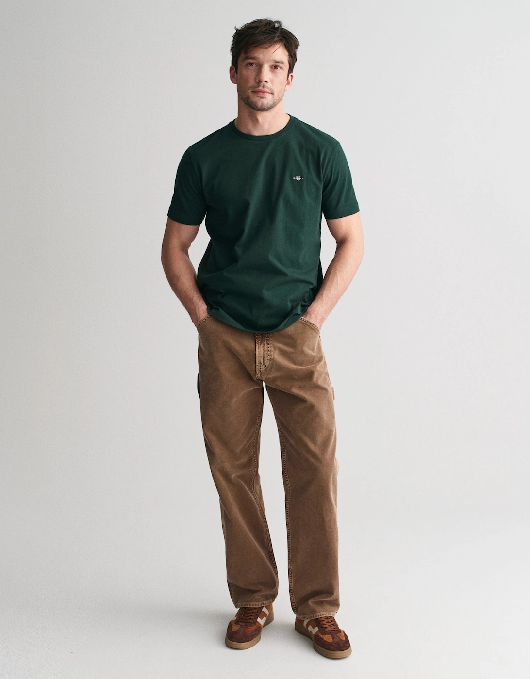 Mens Regular Fit Short Sleeve Shield Logo T-Shirt - 374 Tartan Green