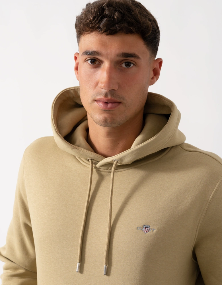 Mens Regular Fit Shield Logo Pullover Hoodie - 224 Woody Beige