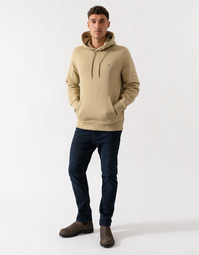 Mens Regular Fit Shield Logo Pullover Hoodie - 224 Woody Beige