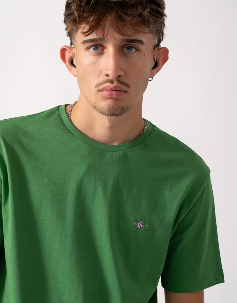 Mens Regular Fit Short Sleeve Shield Logo T-Shirt - 366 Grass Green