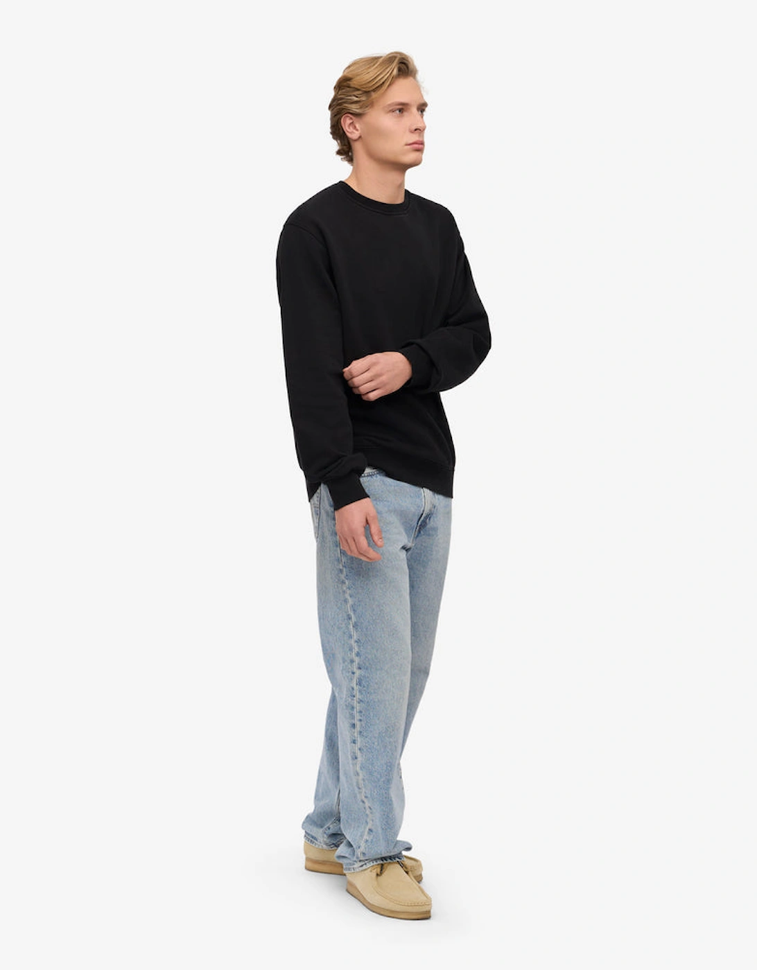 Mens Classic Organic Crew Neck Sweatshirt - Deep Black