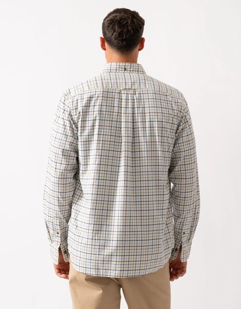 Mens Long Sleeve Twill Check Shirt - 427 Clear Sky
