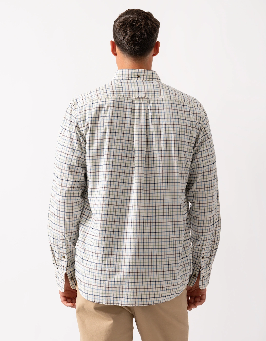 Mens Long Sleeve Twill Check Shirt - 427 Clear Sky