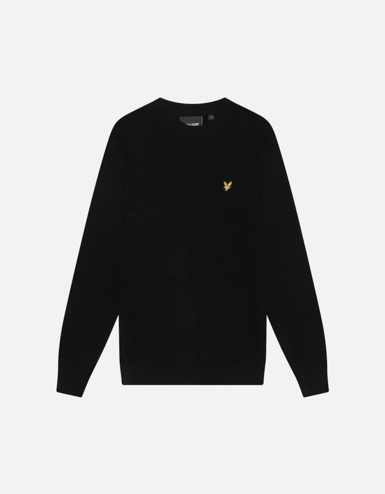 Lyle & Scott Lambswool Blend Crew Neck Jumper - W155 Jet Black Marl