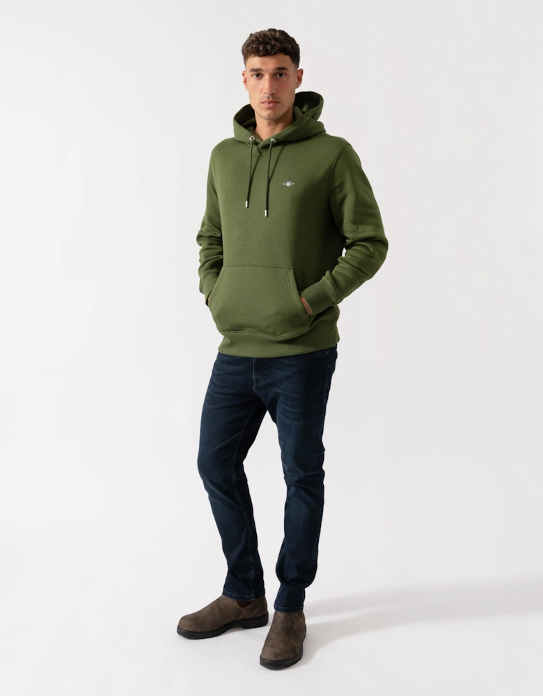Mens Regular Fit Shield Logo Pullover Hoodie - 360 Country Green