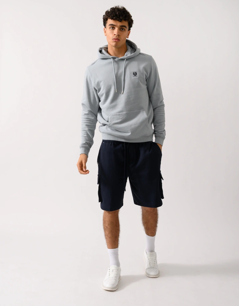 Mens Pullover Logo Patch Hoodie - Quarry Blue