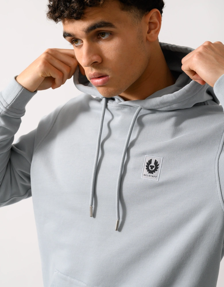 Mens Pullover Logo Patch Hoodie - Quarry Blue