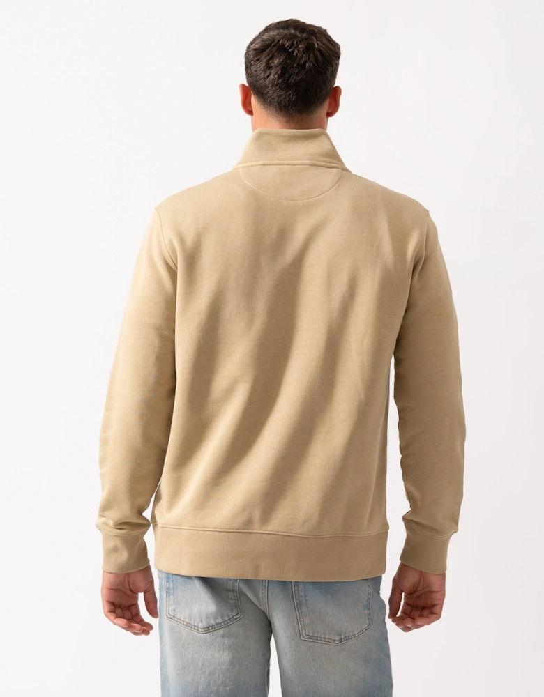 Mens Regular Fit Shield Logo Half Zip Sweatshirt - 224 Woody Beige