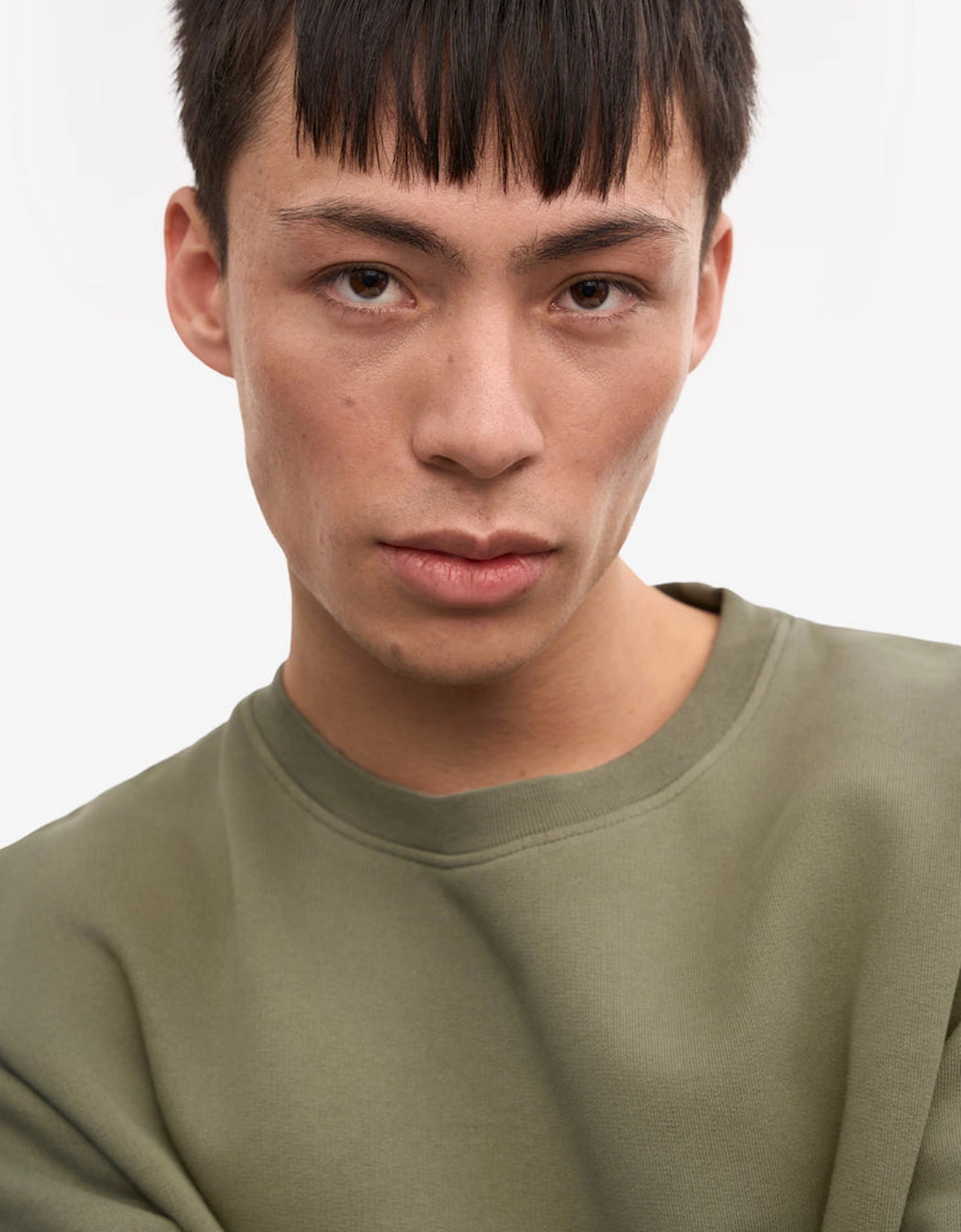Mens Classic Organic Crew Neck Sweatshirt - Dusty Olive