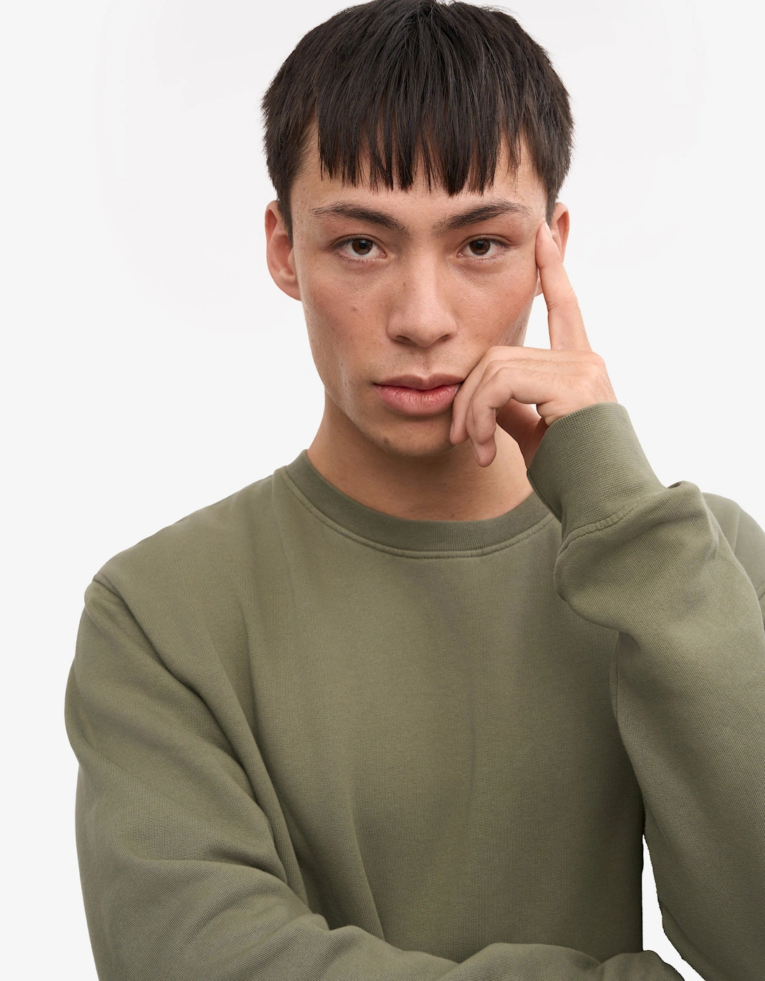 Mens Classic Organic Crew Neck Sweatshirt - Dusty Olive