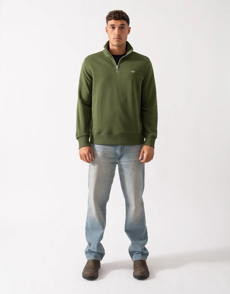 Mens Regular Fit Shield Logo Half Zip Sweatshirt - 360 Country Green