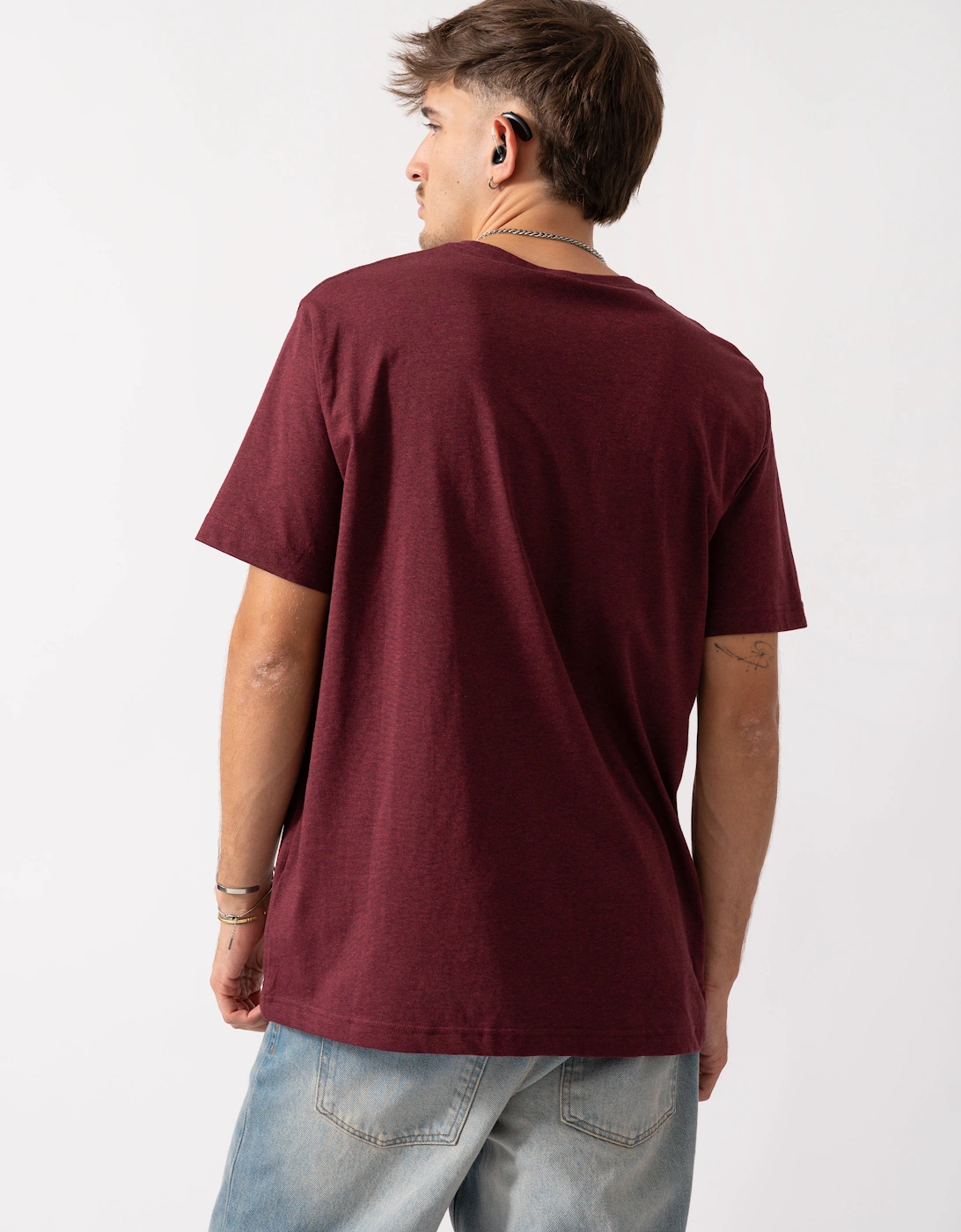Mens Regular Fit Short Sleeve Shield Logo T-Shirt - 677 Bordeaux Melange
