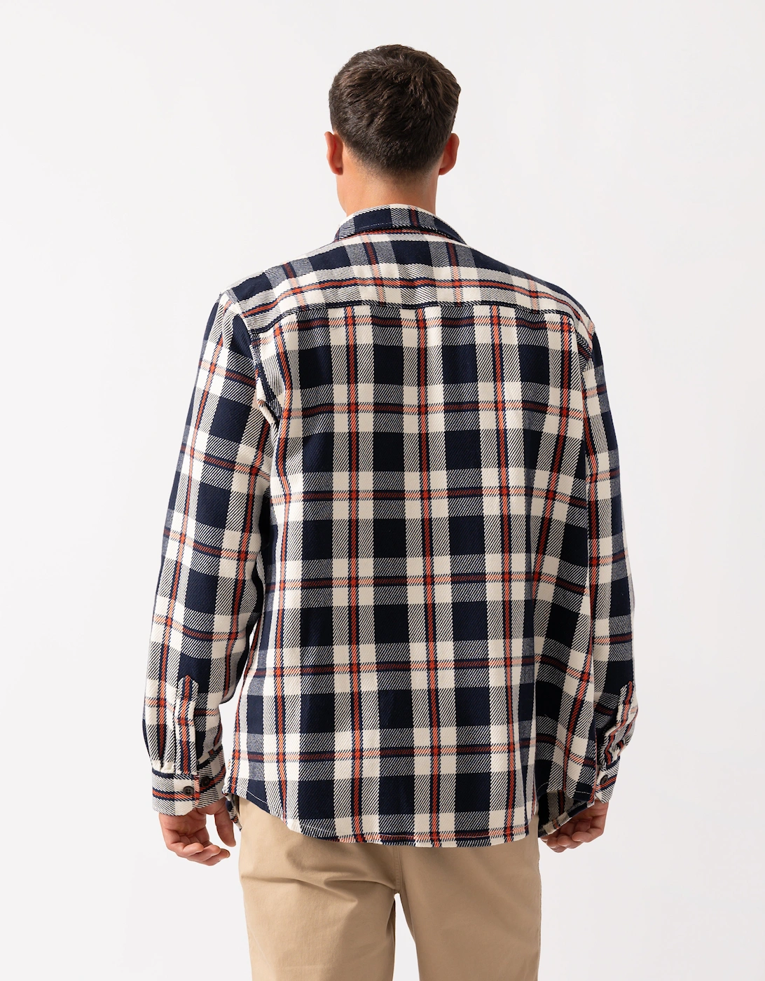 Mens Heavy Twill Check Overshirt - 433 Evening Blue