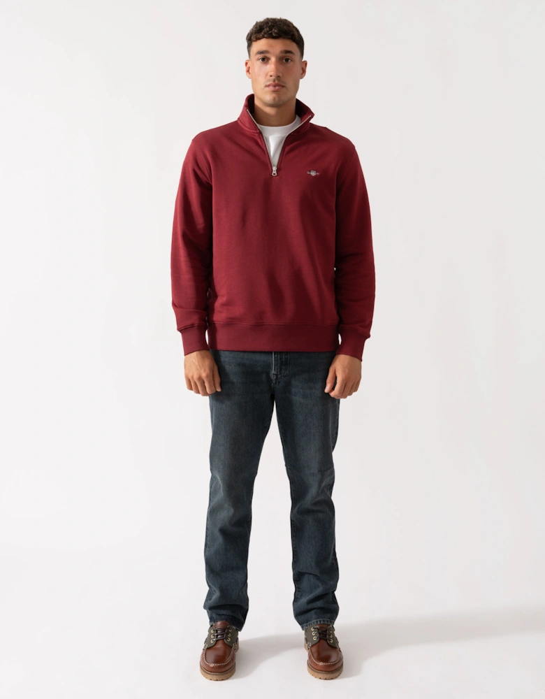 Mens Regular Fit Shield Logo Half Zip Sweatshirt - 604 Plumped Red