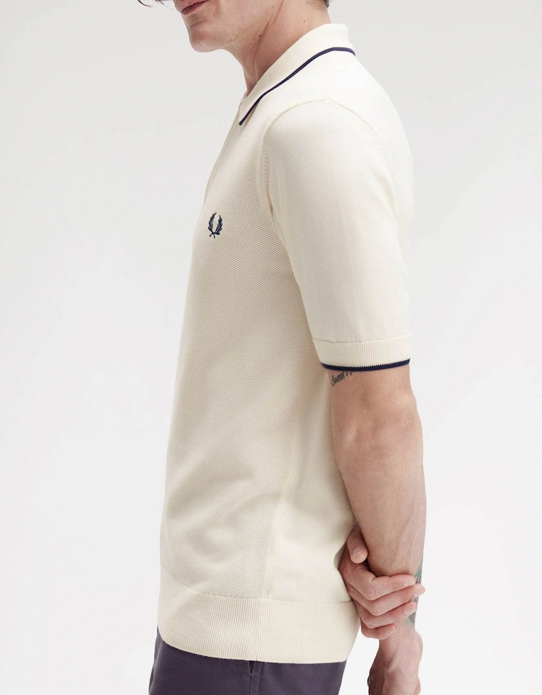 Mens Pique Stitch Knitted Polo Shirt - Silky Peach R33