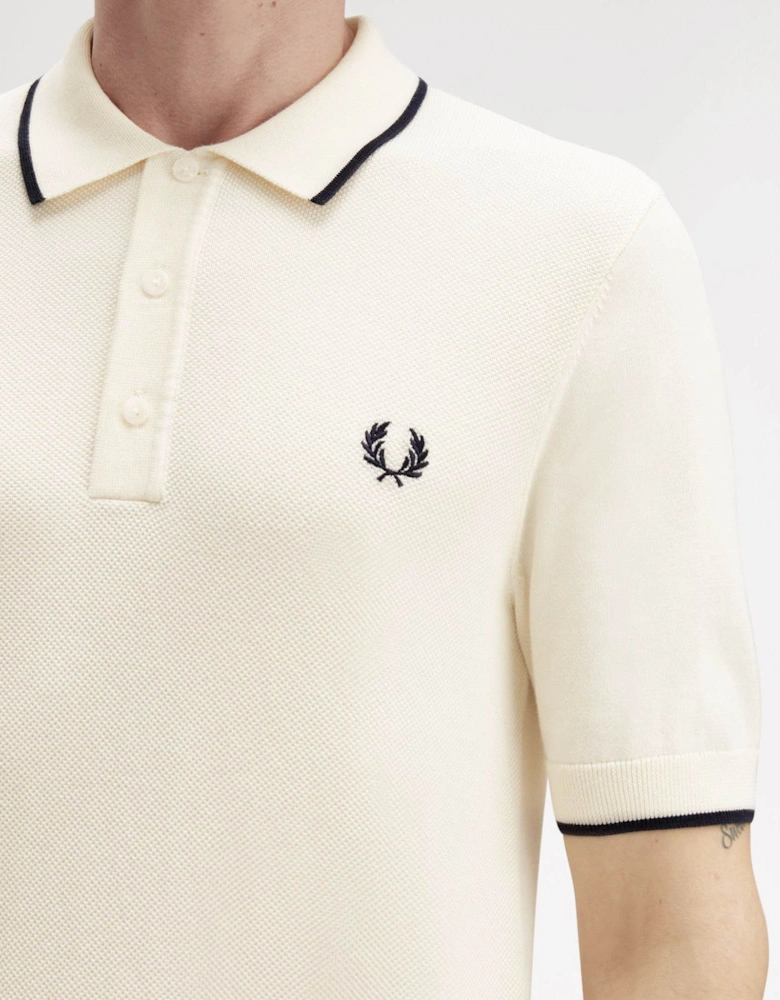 Mens Pique Stitch Knitted Polo Shirt - Silky Peach R33