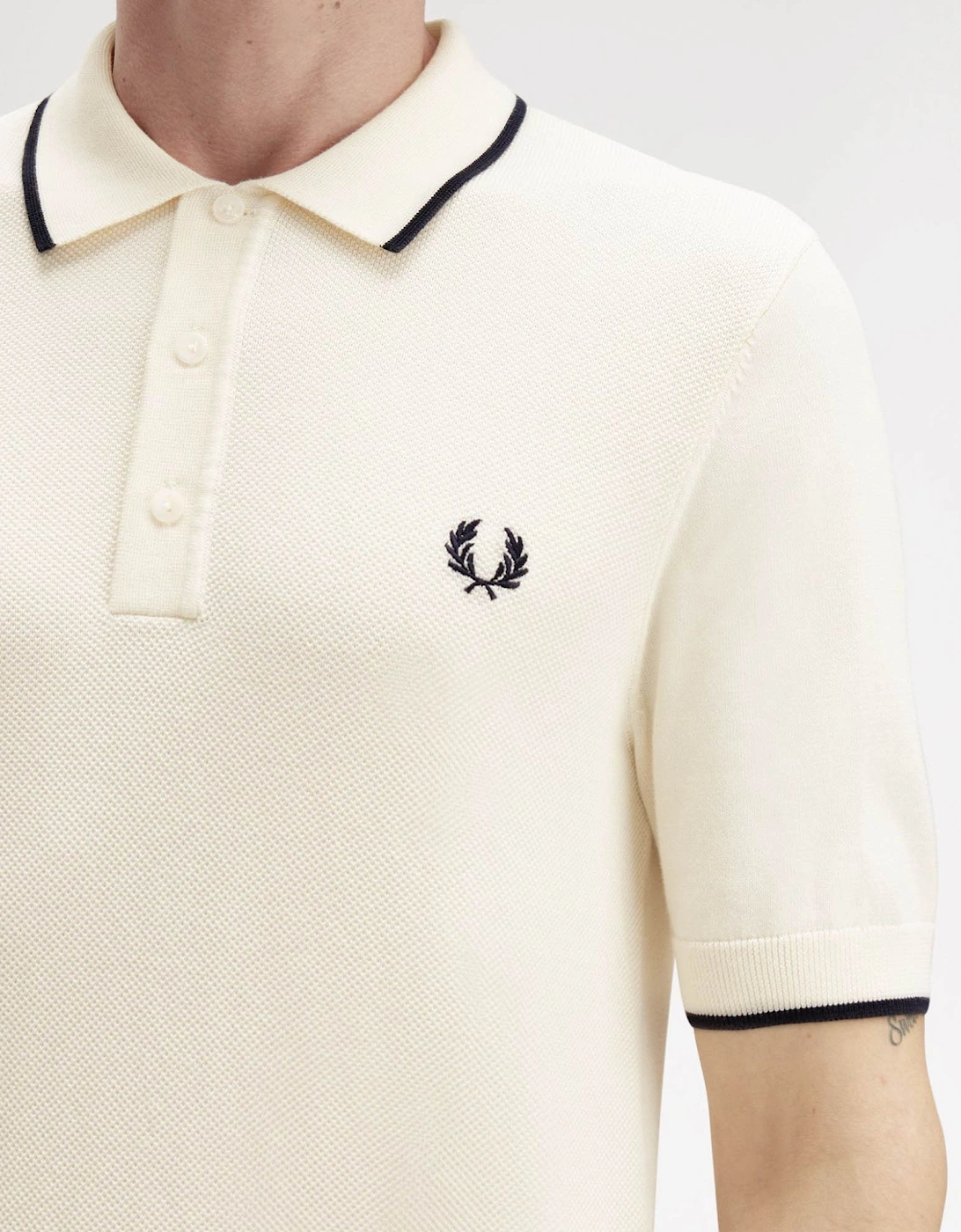 Mens Pique Stitch Knitted Polo Shirt - Silky Peach R33