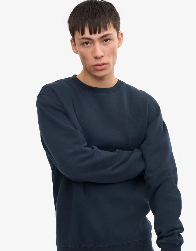 Mens Classic Organic Crew Neck Sweatshirt - Navy Blue