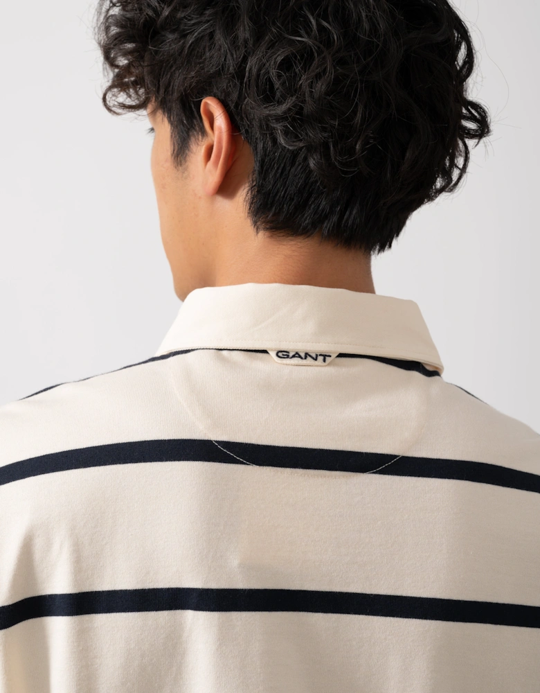 Mens Thin Stripe Heavy Rugger - 130 Cream
