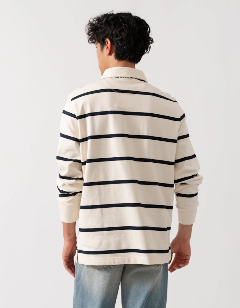Mens Thin Stripe Heavy Rugger - 130 Cream