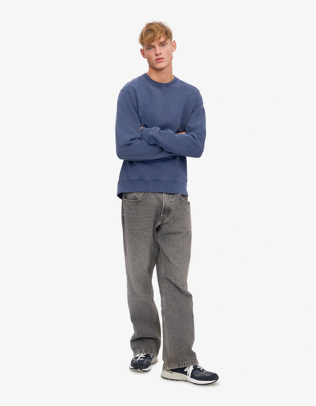 Mens Classic Organic Crew Neck Sweatshirt - Neptune Blue