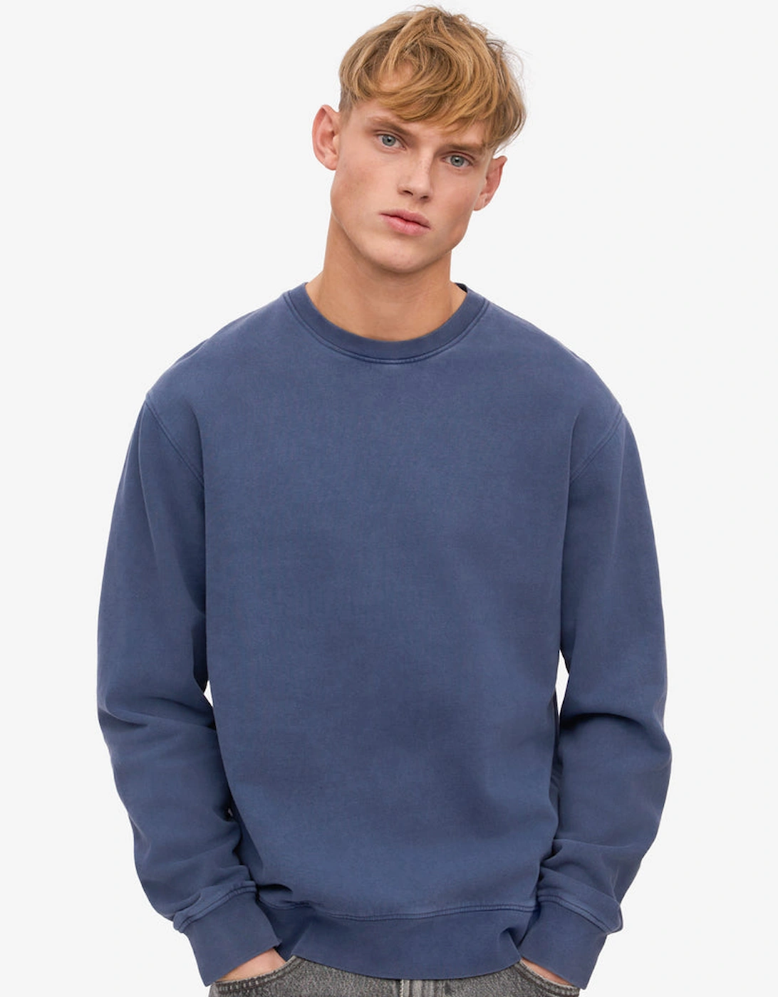 Mens Classic Organic Crew Neck Sweatshirt - Neptune Blue