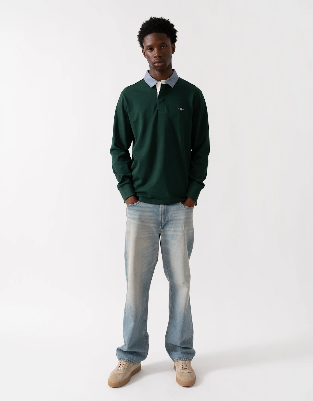 Mens Regular Fit Chambray Heavy Rugger - 374 Tartan Green