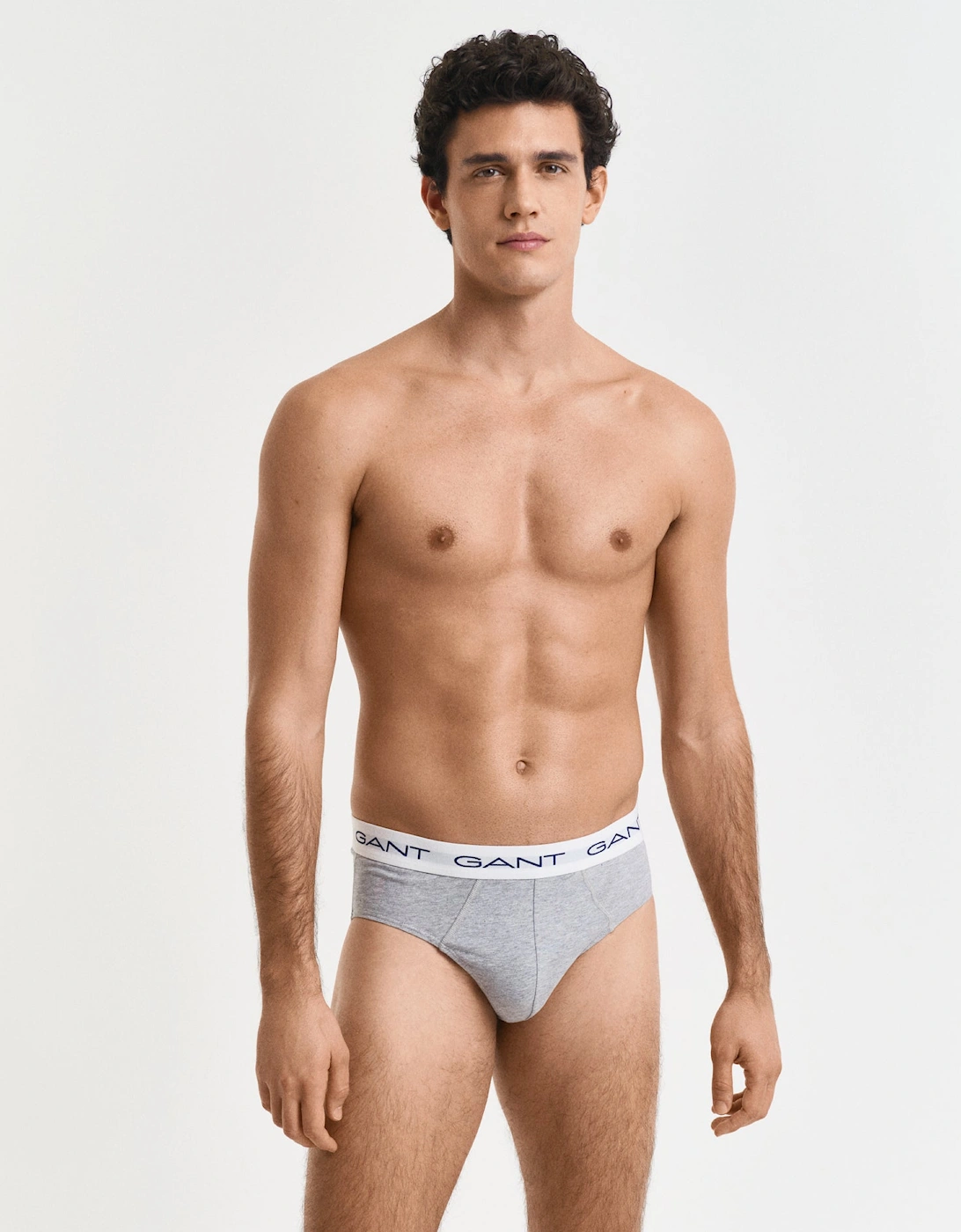 3-Pack Mens Logo Waistband Briefs - 94 Light Grey Melange