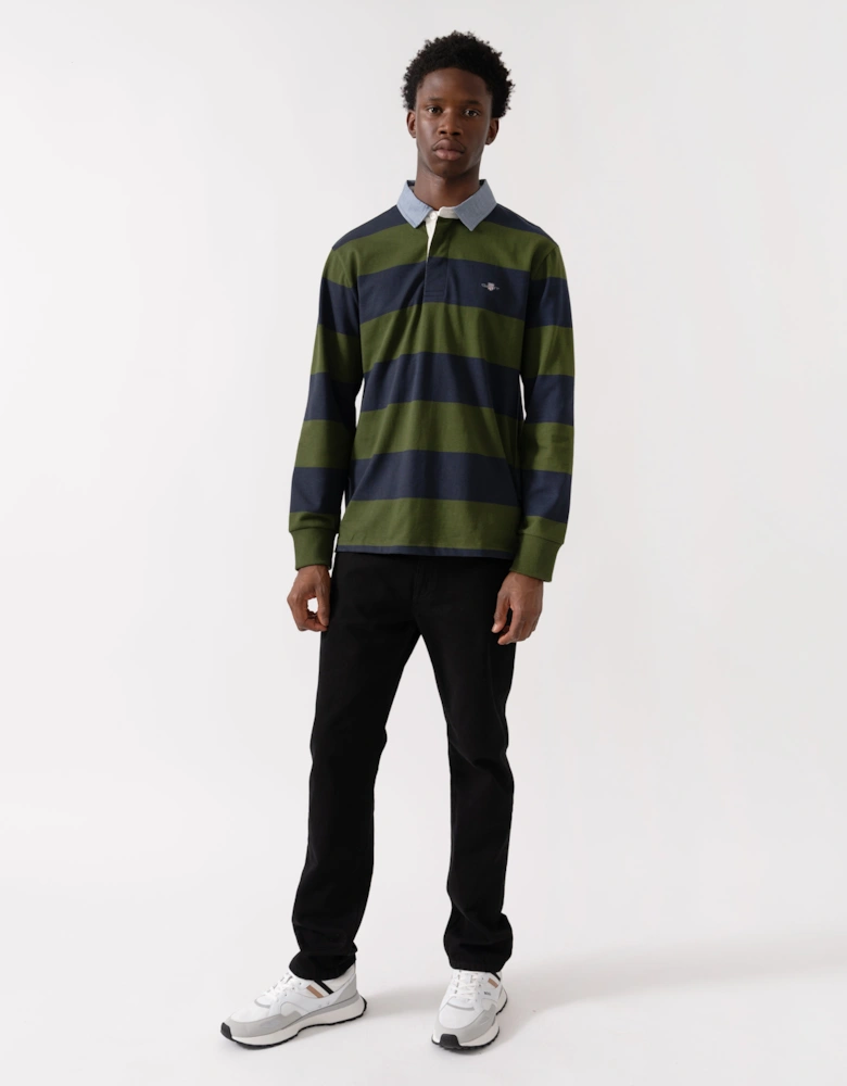 Mens Regular Fit Chambray Stripe Heavy Rugger - 360 Country Green